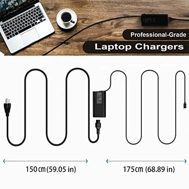 Alt view image 3 of 5 - 130W USB C Laptop Charger for Dell XPS 15 9500 7590 17 9700 9575 Precision 3560 3550 5560 5750 5550 5530 2in1 Latitude 7410 7310 7210 9410 9510 5420 5411 5501 Slim Power Adapter Type-C Replacement