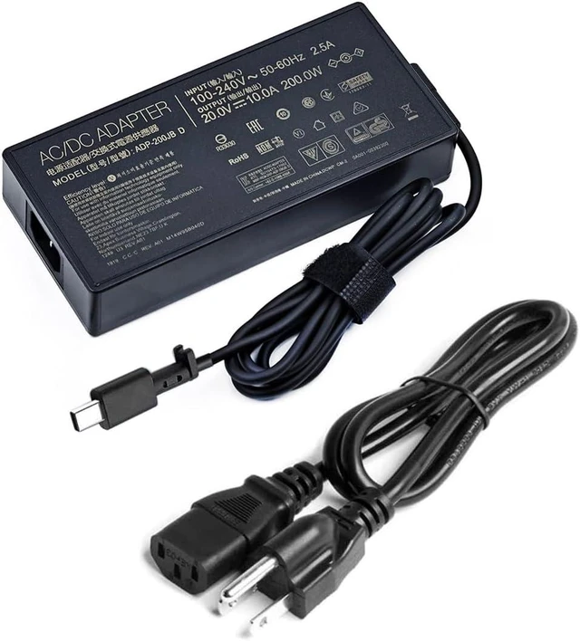 Alt view image 3 of 5 - 200W 20V 10A Laptop Charger for Asus ROG Zephyrus G16 (2024) GU605 GU605M GA605 GA605W VQR035W VQR037W IQR103WO IQR003WO Asus TUF Gaming A14 (2024) FA401WV FA401UV Power Supply ADP-200JB K ADP-200JB D