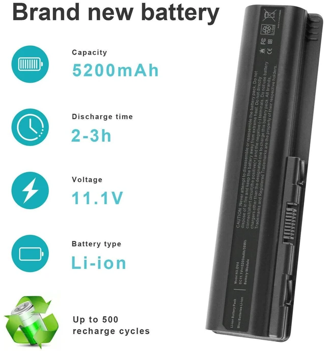 Alt view image 2 of 5 - 11.1V Battery for HP Pavilion dv6-1050us dv4-2165dx dv4t-1600 dv4-2170us dv4-2000 dv4-2170us dv4-2000