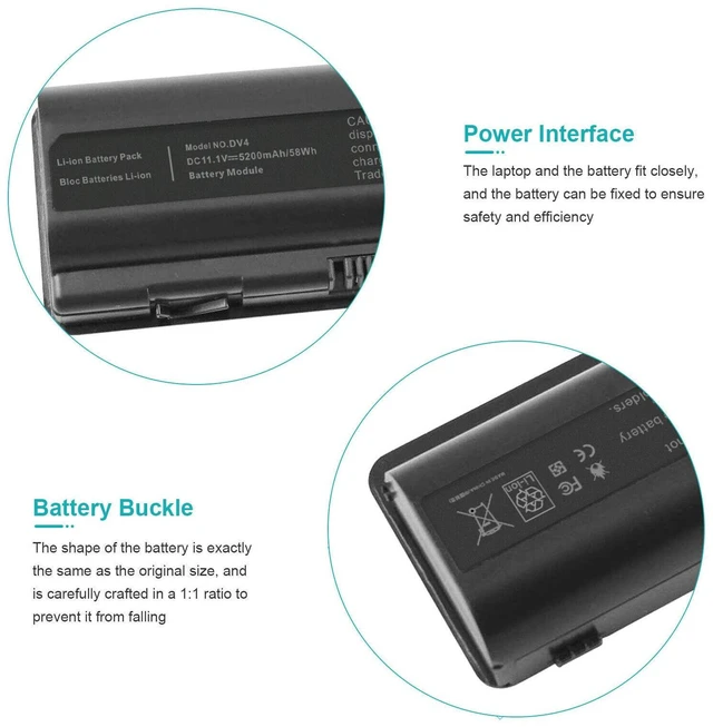 Alt view image 4 of 5 - 11.1V Battery for HP Pavilion dv6-1050us dv4-2165dx dv4t-1600 dv4-2170us dv4-2000 dv4-2170us dv4-2000