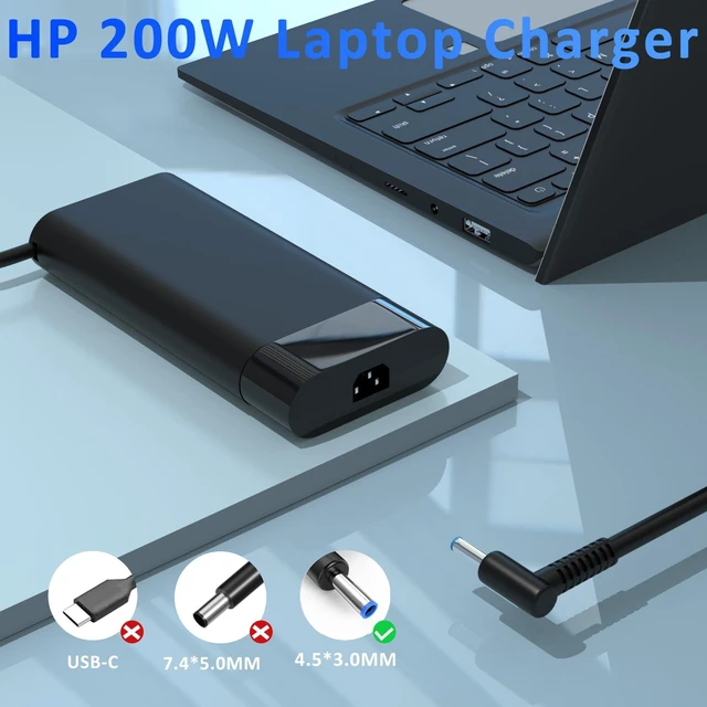 Alt view image 2 of 5 - 200W Laptop Charger for HP Victus Charger Victus 15 17 for HP Omen Pavilion Gaming 15 16 17 ZBook 17 15 15u Studio G9 G10 G4 G5 G6 G7 G8 Envy 15 15u 2020 TPN-DA10 Power Cord