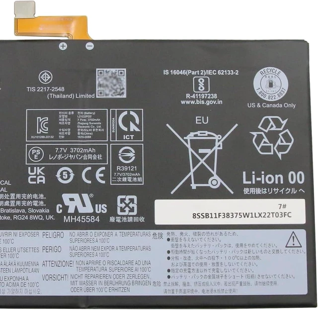 Alt view image 3 of 4 - L21D2PG2 Laptop Battery 29Wh 3767mAh 2-Cell 7.7V Compatible with Lenovo IdeaPad Duet 3 Chrome-11Q727 82T6 / Chrome Duet EDU 83BR 83BT Series L21B2PG2