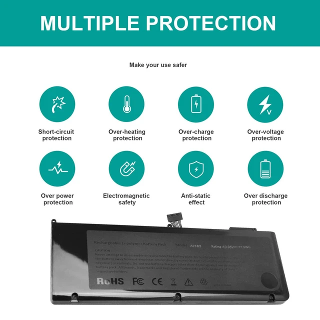 Alt view image 2 of 5 - TREE.NB A1382 Battery 10.95V 77.5Wh Laptop Battery for MacBook Pro 15 inch Core i7 (only for Early 2011 Late 2011 Mid 2012) A1286 MC721LL/A MC723LL/A MD035LL/A MD318LL/A MD322LL/A MD103LL/A MD104LL/A