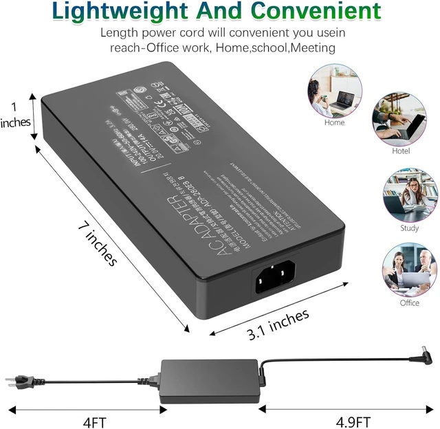 Alt view image 3 of 7 - 280W 14A 20V ADP-280EB B AC Charger for Asus ROG Strix G15 G17 G513R G513Q G713R G713Q Scar 15 17 G532L G533Z G732L G733Z Hero Scar III G731G G531G G703G Gaming Laptop Power Supply Adapter Cord