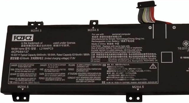 Alt view image 2 of 4 - L21M4PC5 Battery 99.9Wh 6440mAh Replacement for Lenovo Legion 7-16IAX7 / 7-16ARHA7 Series 5B11N51742 5B11F54006 L21C4PC2 L21D4PC2 15.2V 4-Cell