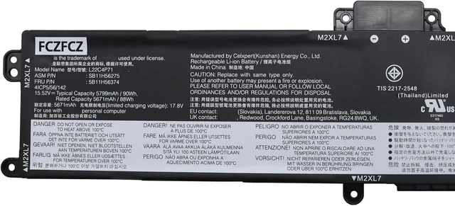 Alt view image 2 of 4 - L22C4P71 Battery 90Wh 5799mAh Replacement for Lenovo ThinkPad P16v Gen 1 / P16v Gen 2 Series SB11H56275 5B11H56374 SB11M89894 5B11M90093 L22M4P71 SB11H56274 5B11H56373 5B11M90092 15.52V
