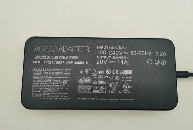 Alt view image 3 of 4 - 20V 14A 280W ADP-280BB B AC Adapter Charger for ASUS ROG Strix Scar 17 G732 G732LWS-HG059T G732LW-HG056T G732LV-EV051T G732LXS-HG059T Gaming Laptop 6.0 * 3.7MM Pin