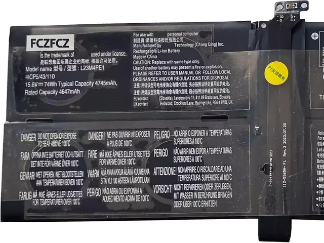 Alt view image 2 of 3 - L23M4PE1 Battery 74Wh 4745mAh Replacement for Lenovo ThinkBook 13x G4 IMH 21KR Series SB11M35210 5CB1M72403 L23C4PE1 SB11M35209 5CB1P85734 15.6V