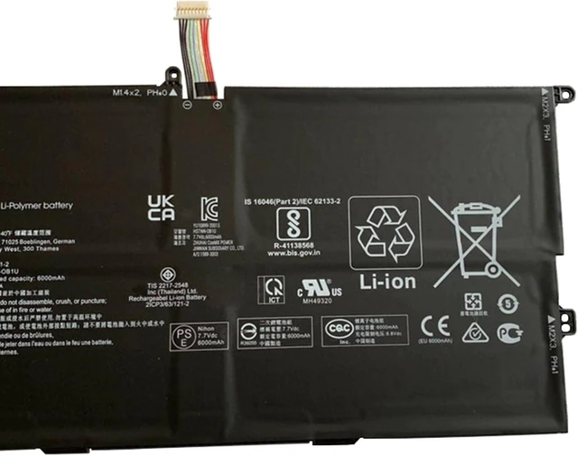 Alt view image 3 of 4 - MA04XL Battery 47.58Wh 6000mAh Replacement for HP Elite Folio 13.5 inch 2-in-1 Series MA04XL MA04046XL M07389-AC1 M07392-005 HSTNN-OB1U 7.7V