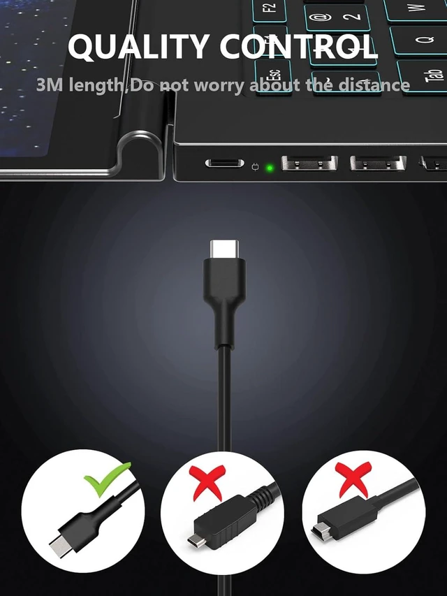 Alt view image 7 of 7 - 100W 90W USB C Laptop Charger Universal Power Cord Compatible with MacBook HP Galaxy Chromebooks Surface Laptop/Tablet and All USB-C Devices AC Adapte Black C0077