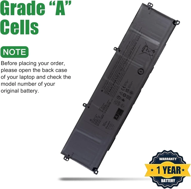 Alt view image 3 of 5 - M02R0 Laptop Battery Replacement for Alienware X16 R1 R2 P120F P120F007 P120F008 Series Notebook HP26N 0HP26N Black 11.4V 90Wh 7698mAh
