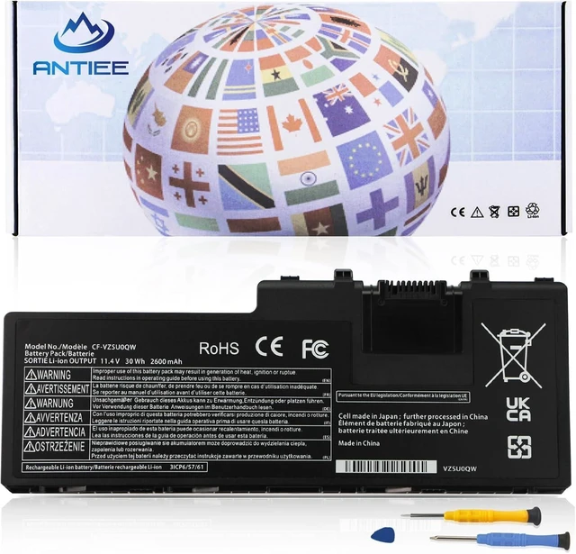 Main image of ANTIEE CF-VZSU0QW CF-20 Laptop Battery Replacement for Panasonic ToughBook CF-20 MK1 Toughpad FZ-A2 CF-VZSU0QJS CF-VZSU0QK CF-VZSU0QR 2600mAh 30Wh