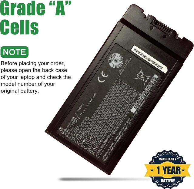 Alt view image 4 of 6 - CF-VZSU0PW Laptop Battery Replacement for Panasonic Toughbook CF-54 Series Notebook Black 11.1V 46Wh 4080mAh