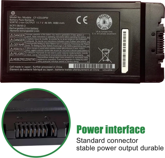 Alt view image 3 of 6 - CF-VZSU0PW Laptop Battery Replacement for Panasonic Toughbook CF-54 Series Notebook Black 11.1V 46Wh 4080mAh