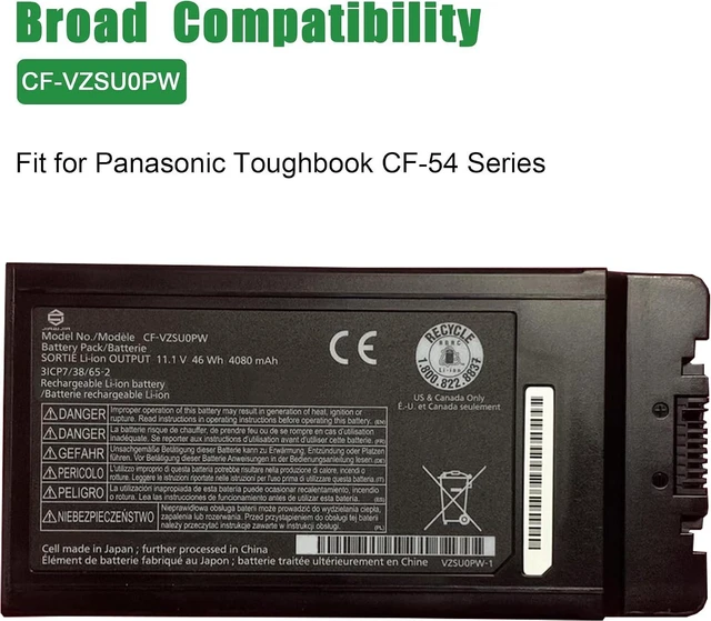 Alt view image 5 of 6 - CF-VZSU0PW Laptop Battery Replacement for Panasonic Toughbook CF-54 Series Notebook Black 11.1V 46Wh 4080mAh