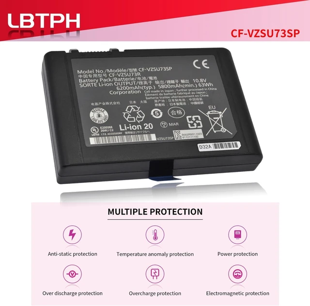 Alt view image 5 of 7 - CF-VZSU73U CF-VZSU73R CF-VZSU73SP 63Wh 5800mAh 10.8V Laptop Battery Replacement for Panasonic Toughbook CF-D1 Mk1 Mk2 Series