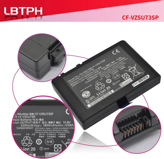 Alt view image 2 of 7 - CF-VZSU73U CF-VZSU73R CF-VZSU73SP 63Wh 5800mAh 10.8V Laptop Battery Replacement for Panasonic Toughbook CF-D1 Mk1 Mk2 Series