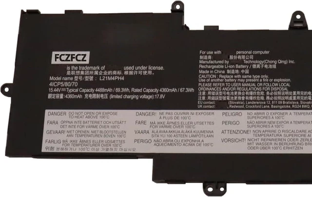 Alt view image 2 of 4 - L21M4PH4 Battery 69.3Wh 4488mAh Replacement for Lenovo ThinkBook Plus G3 IAP 21EL Series SB11H10609 5B11H10608 15.44V 4-Cell