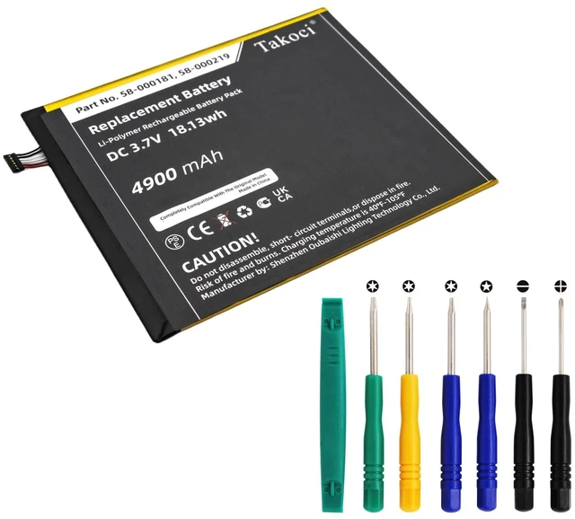 Main image of TAWUZUOR Replacement 58-000181 Battery for Fire 8th Generation Fire HD8 8TH SX0340T SX034QT L5S83A 26S1014 MC-31A0B8 & 58-000219 3.7V/4900mAh