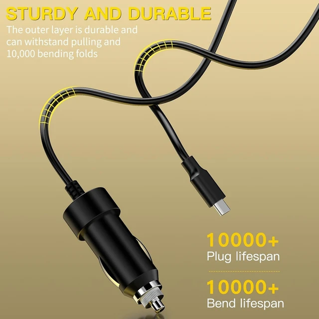 Alt view image 6 of 7 - 100W USB-C Laptop Car Charger for Latitude/XPS/Precision MacBook Pro/Air HP Spectre/Elitebook for ThinkPad/Yoga/IdeaPad Chromebook/Swift Google for Zenbook Car Laptop Charger