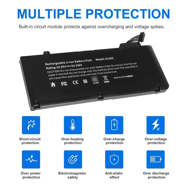 Alt view image 2 of 5 - Futurebatt A1322 A1278 Laptop Battery for MacBook Pro 13" Mid 2012 2010 Late 2011 Early 2011 661-5229 661-5557 020-6547-A 020-6765-A