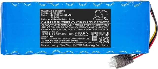 Alt view image 3 of 6 - Replacement Battery Compatible for VC-RS60 VC-RS60H VC-RS62 (3600mAh/26.4V), DJ96-0079A Battery