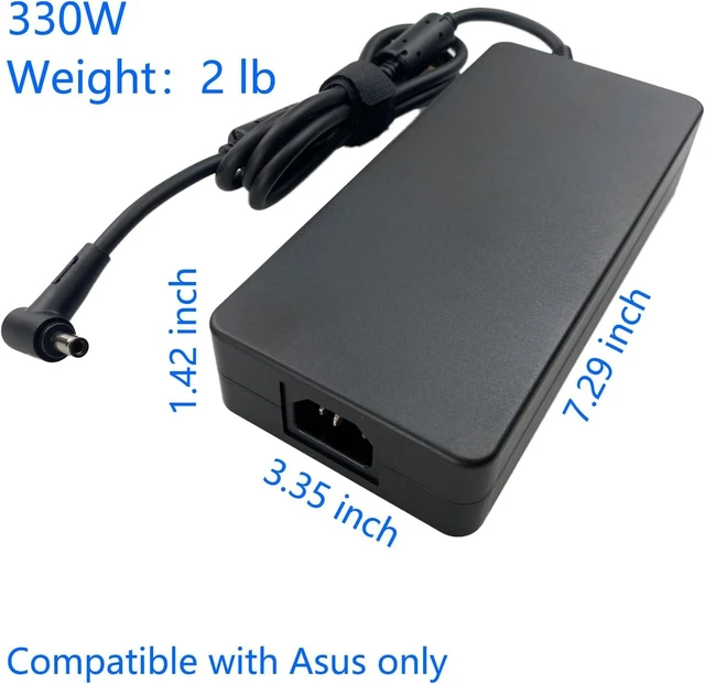 Alt view image 5 of 7 - 330W AC Adapter 20V 16.5A A22-330P1A Fit for ASUS ROG Strix Scar 16 17 18 ASUS Strix G16 G17 G18 G634JY G634JZ G733PZ G733PY G733P G733 G733CX G814JI G834JY ROG Zephyrus Duo 16 Laptop Power Supply