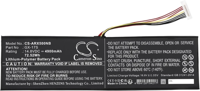 Alt view image 3 of 5 - 14.8V GX-17S Battery Replacement for Aorus X5S X3 Plus v3 X3 Plus v7-KL3K4 X3 Plus v7-CF1 X3 Plus v7 X3 Plus v5
