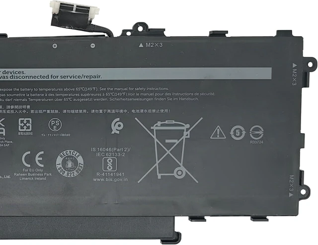 Alt view image 3 of 5 - GT6TK Battery 60Wh 5065mAh Replacement for Dell Latitude 9440 2-in-1 9450 2-in-1 Series K2CPY 31CP5/81/75 11.55V 3-Cell