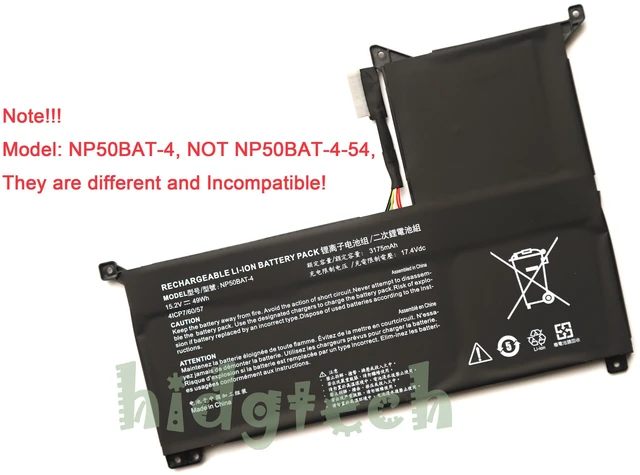 Main image of NEW NP50BAT-4 Laptop Battery for CLEVONP50DB Machenike F117-7 / SCHENKER XMG Focus 16 / COLORFUL X15 AT Series 6-87-NP50S-43G01, 6-87-NP50S-41B12