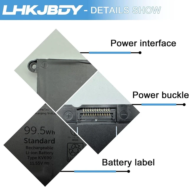 Alt view image 3 of 7 - KV690 Laptop Battery Compatible with Dell Precision 5690 Precision 5680 Series Notebook 6D2HW 06D2HW WPYCV 0WPYCV 0N7KV9 N7KV9