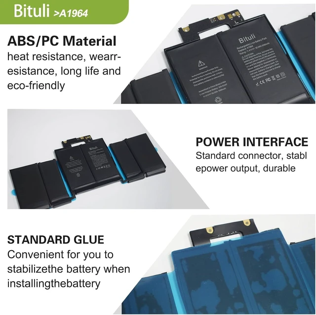 Alt view image 3 of 6 - A1964 A1989 A2251 Laptop Battery Replacement for MacBook Pro 13 Inch A1989 (Mid 2018, 2019) & A2251 (2020), EMC 3214 3358 3348