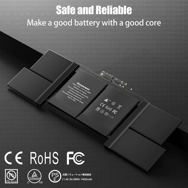 Alt view image 6 of 7 - A1953 Battery, Laptop Battery A1953 for MacBook Pro 15 inch A1990 Battery Mid 2018 2019 Replacement Battery Lithium Polymer EMC 3215 3359(11.4V 84.36WH 7400mAh)