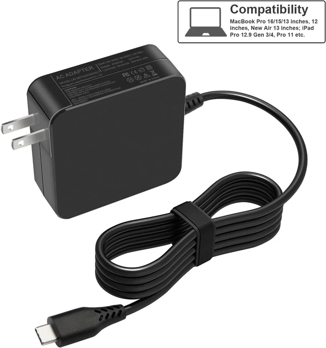 Alt view image 2 of 7 - 87W/90W USB C Power Adapter Type C Wall Charger Compatible 61W 45W 30W and 12W for MacBook Pro Air 2018 HP and Any Laptops or Smart Phones