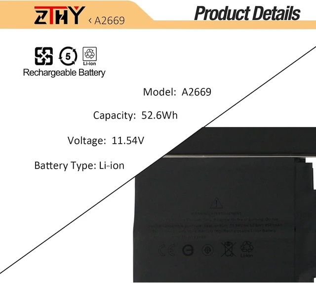 Alt view image 3 of 7 - ZTHY A2669 A2681 Laptop Battery Replacement for MacBook AIR 13" M2 2022 A2681 (EMC 4074) 661-26150 MLY23LL/A MLXX3LL/A MLXW3LL/A MLXY3LL/A MLY03LL/A MLY43LL/A MLY33LL/A MLY13LL/A Series 11.54V 52.6Wh