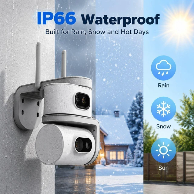 Alt view image 6 of 7 - Dual-Lens Waterproof Outdoor Security Camera Dual-Screen Full-Color Night Vision, 4G Cellular Surveillance Camera