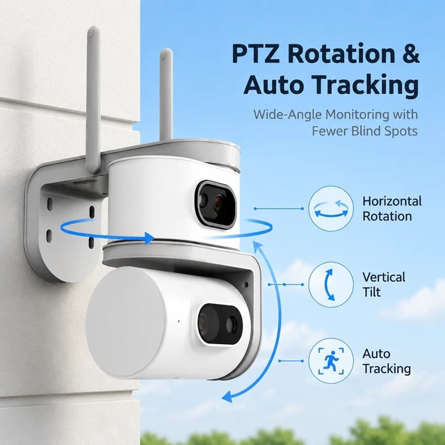 Alt view image 7 of 7 - Dual-Lens Waterproof Outdoor Security Camera Dual-Screen Full-Color Night Vision, 4G Cellular Surveillance Camera