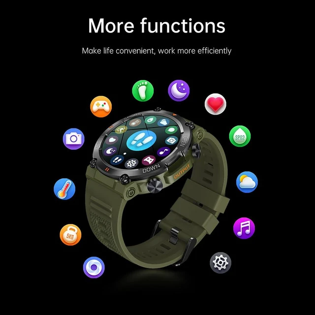 Alt view image 3 of 4 - K56 Pro Smart Watch Bluetooth Calling, Outdoor Watch Face, Step Counter, 3D Sports, Heart Rate & SpO2 Monitor, Waterproof Rugged Design - black