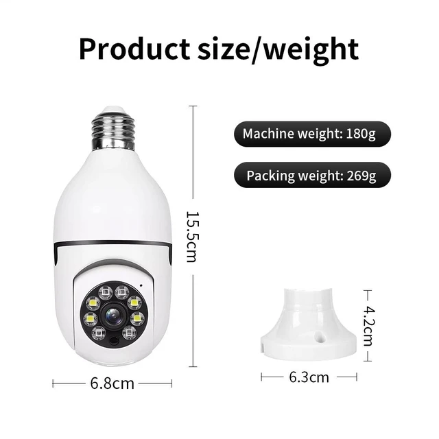 Alt view image 6 of 7 - 2MP Light Bulb Security Camera 1080P HD Night Vision, WiFi Smart Spy Camera, E27 Screw, Indoor / Outdoor Monitoring