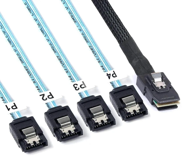 Main image of Mini SAS to SATA Cable: 1M SFF-8087 to SATA Forward Breakout Cable SFF 8087 Mini-SAS Controller to Hard Drive, 3.3FT
