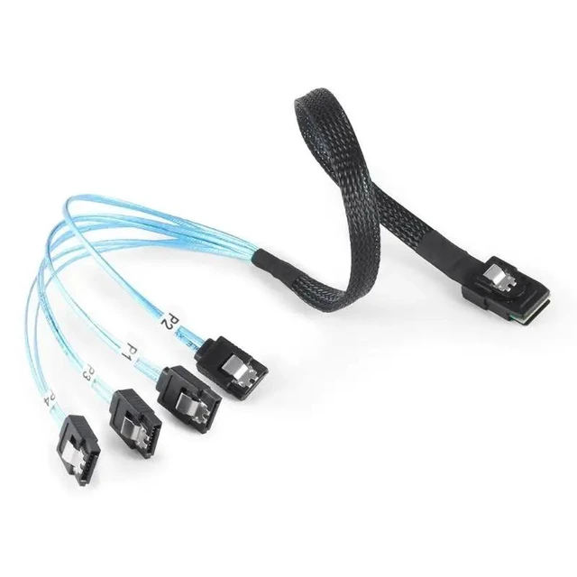 Alt view image 4 of 5 - 50/70cm SAS SATA cable Mini-SAS SFF-8087 to 4 SATA Cable Mini SAS 4i SFF8087 36P To 4 SATA 7P Cable 12Gbps Hard Drive Data cable