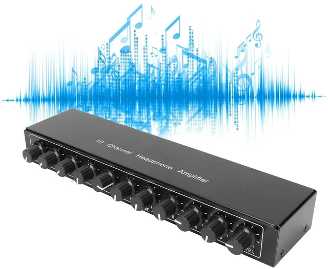 Main image of Stereo Headphone Amplifier, 3.5 mm Input 1 in 10 Out Channel Headphone Amplifier, Stereo Audio Amp with 12V 1A Power Adapter, Audio Music Distributor Headphone Splitter for Studio and Stage(US)