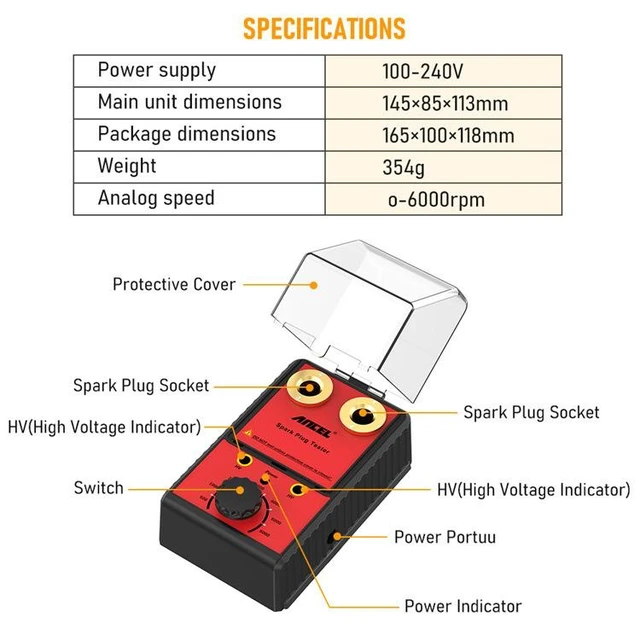 Alt view image 2 of 6 - Dual-Hole Spark Plug Tester Ignition System High-Voltage Diagnostic Tool with Engine Simulation, Adjustable Frequency & Protective Cover