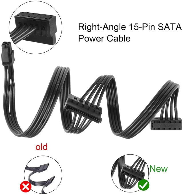 Alt view image 3 of 7 - Motherboard ATX Mini 4-Pin to 2X Right-Angle 15 Pin SATA Power Splitter Cable Apply for HDDSSDOptical Drives Sata Power Cable 45cm, 2-Pack