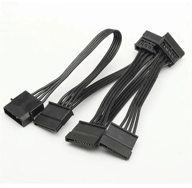 Main image of 4Pin Female IDE Molex PC Computer Hard Drive 1 to 5 SATA Splitter Power Supply Adapter Converter Cable Cord Black