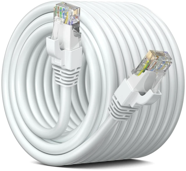 Main image of Maximm Cat 6 Ethernet Cable 100 Ft,Cat6 Cable, LAN Cable, Internet Cable, Patch Cable and Network Cable - UTP (White) 100 Feet ethernet Cord