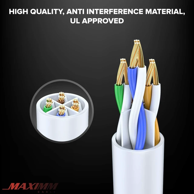 Alt view image 2 of 5 - Maximm Cat 6 Ethernet Cable 100 Ft, 100% Pure Copper, Cat6 Cable LAN Cable, Internet Cable, Patch Cable and Network Cable - UTP (White) 100 Feet