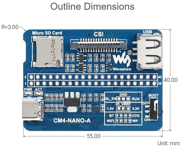 Alt view image 5 of 5 - Waveshare Nano Base Board (A) for Raspberry Pi Compute Module 4 Same Size as The CM4 Base Board for Compute Module 4 Lite/eMMC