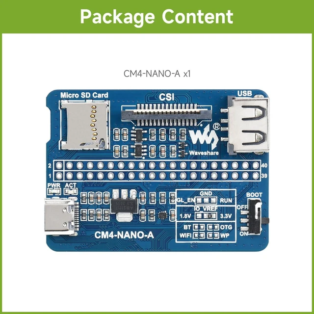 Alt view image 2 of 5 - Waveshare Nano Base Board (A) for Raspberry Pi Compute Module 4 Same Size as The CM4 Base Board for Compute Module 4 Lite/eMMC