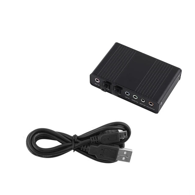 Alt view image 3 of 5 - 5.1 USB Audio Sound Card with SPDIF, External USB Sound Card Adapter for PC Laptop Audio, Support 48/44 KHz Sampling Rate, Black